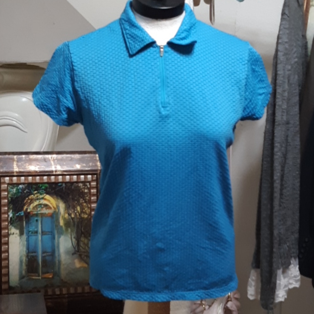 Womens Blue Shirt Sz Large Short Sleeve Athletic Active Sports top